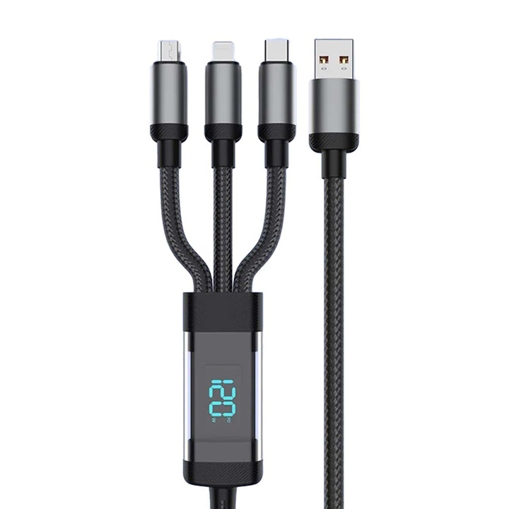Adatkábel 1,2 m, USB B, Lightning, fekete