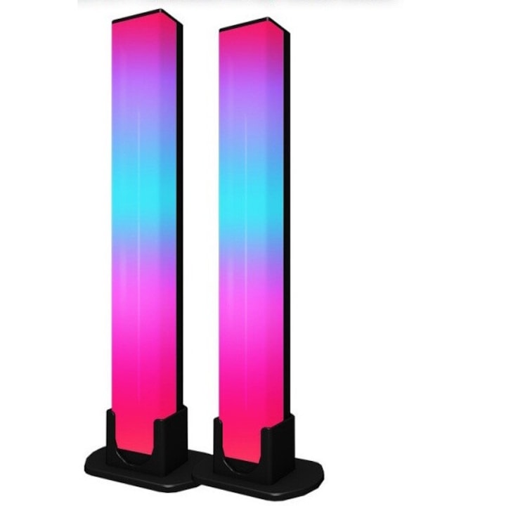 Bare luminoase cu leduri RGB, Set 2, conexiune bluetooth, lumina ambientala, jocuri de lumini, Iluminat Ambiental Smart cu Schimbare de Culoare, Control prin APP & Telecomanda, pentru TV, Monitor Gaming, Birou, Spatele PC