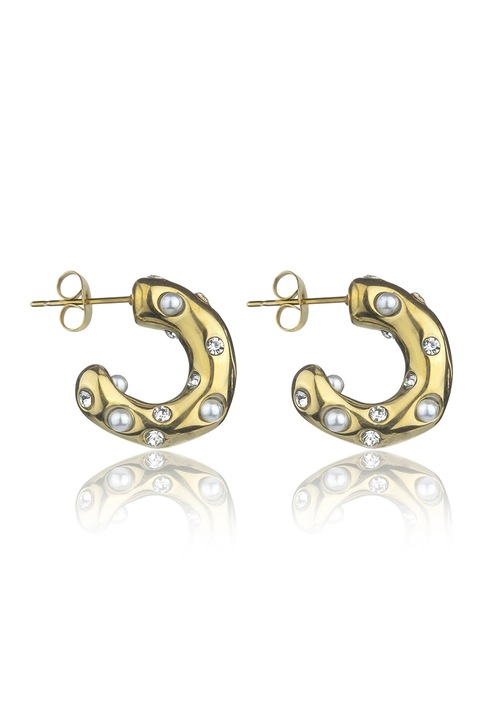 Marc Malone, Cercei cu perle sintetice, Alb, Auriu