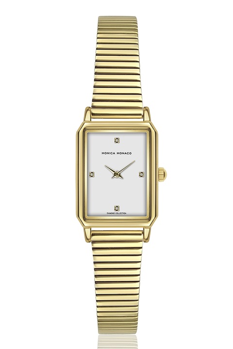 Monica Monaco, Ceas quartz dreptunghiular cu diamante, Auriu