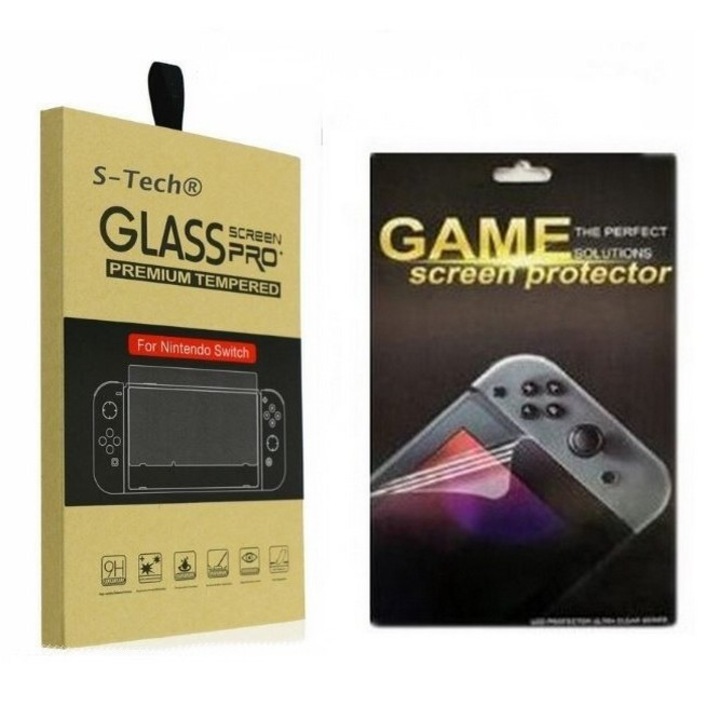 Set 2 folii SkyTechs® protectie pentru consola Nintendo Switch 1x Sticla securizata, si 1x Screen Protective Filter