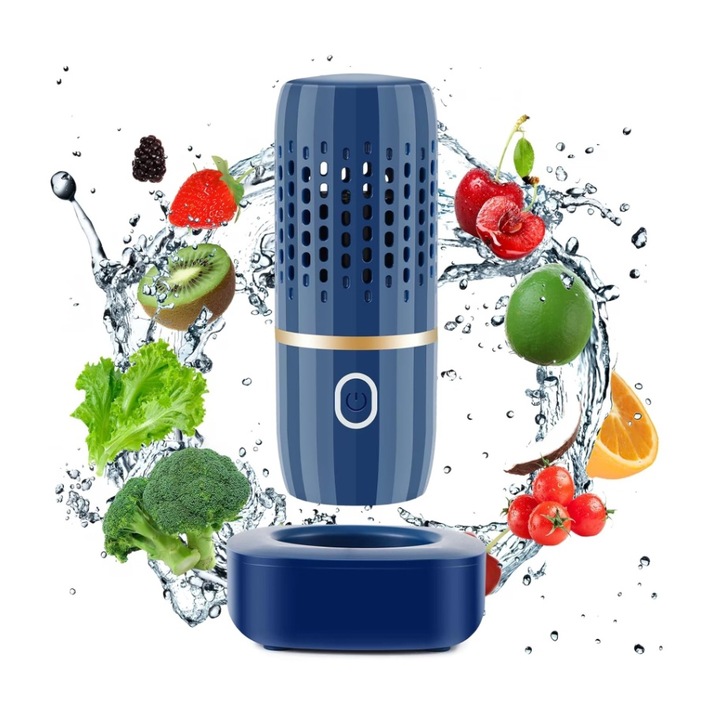Többfunkciós eszköz, Charmorah, növényi sterilizáló, növényvédőszer-tisztító, ózongenerátor vízhez, hormonok eltávolítása az élelmiszerekből, hordozható, 4400 mAh-s akkumulátor, kék