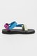 Teva, Sandale wedge din material textil cu velcro Original Universal, Albastru pastel, Violet, Verde pal, 5