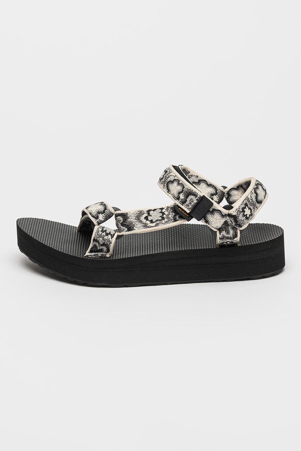 Teva, Sandale din material textil cu velcro, Negru, Alb murdar, 6