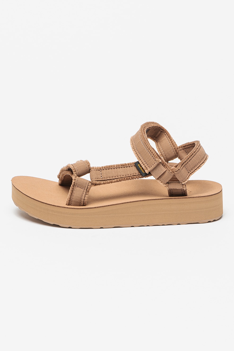 Teva, Sandale din material textil cu velcro, Maro scortisoara, 8