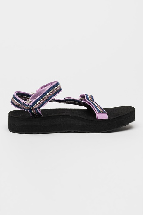 Teva, Sandale wedge cu velcro, Negru/Albastru inchis/Lila