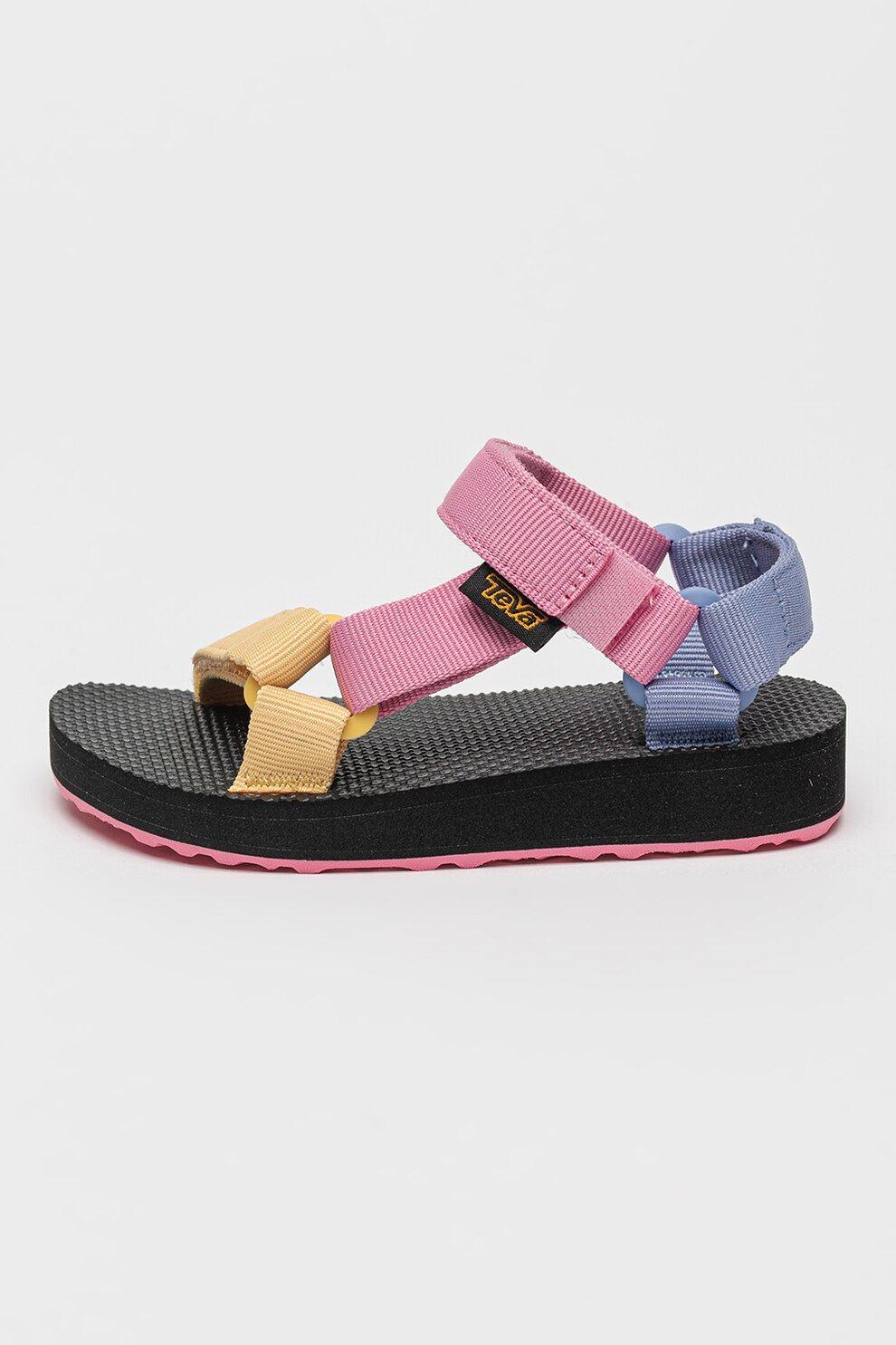 Teva, Sandale din material textil cu velcro, Negru, Galben, Roz pastel, 29-30 EU