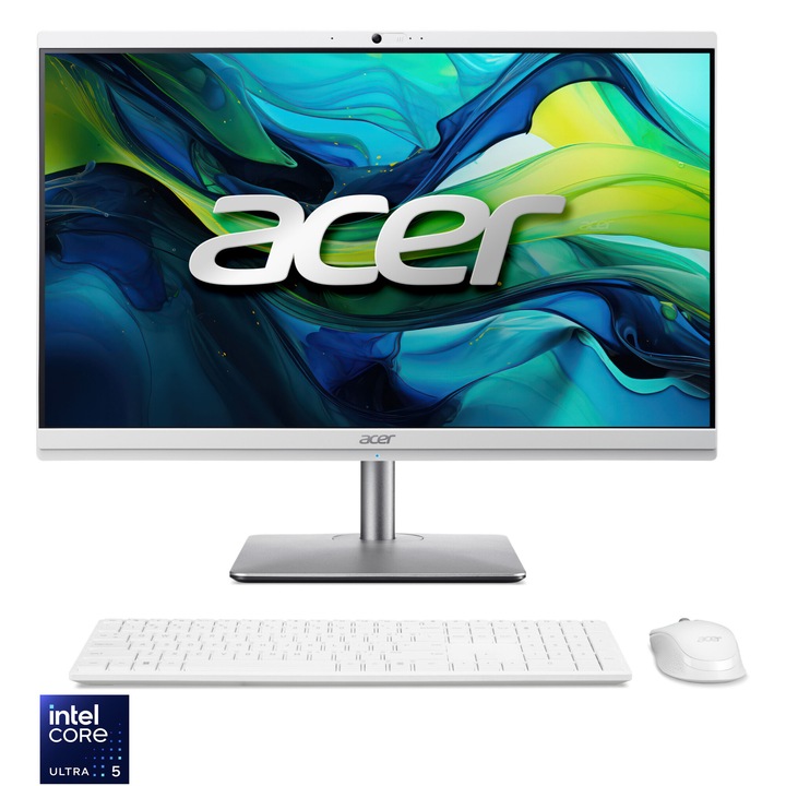 Настолен компютър All in One Acer Aspire C24-195ES, Intel® Core™ Ultra 5 125U, 23.8", Full HD, IPS, 16GB DDR5 RAM, 512GB SSD, Intel® UHD Graphics, No OS, White
