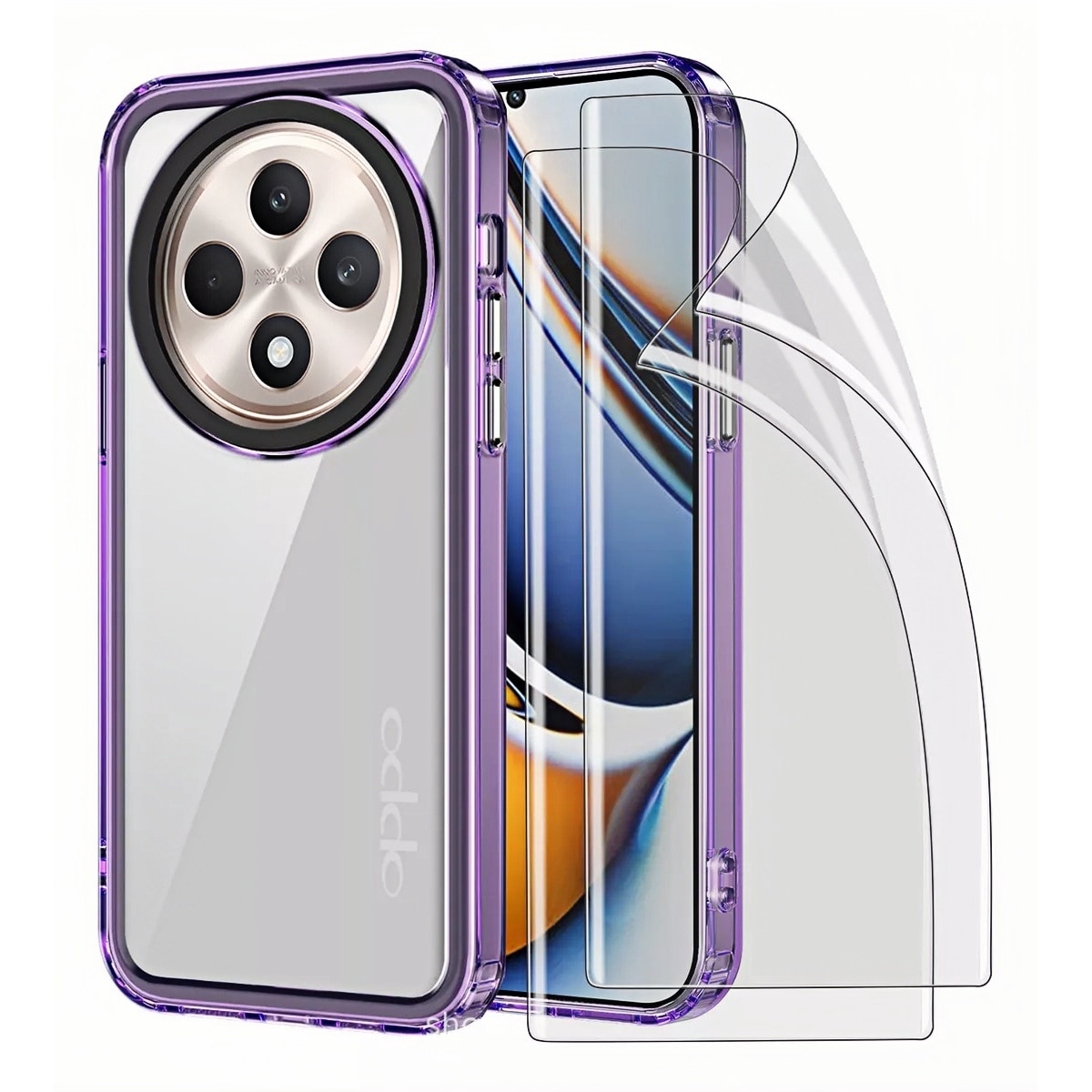 Husa pentru Oppo Reno12 F / Reno12 FS, Husa telefon rezistenta la socuri si 2 folie securizata, Transparent