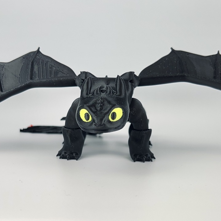 3D фигурка Dragon Night Fury Toothless, черна, гъвкава, 22 см