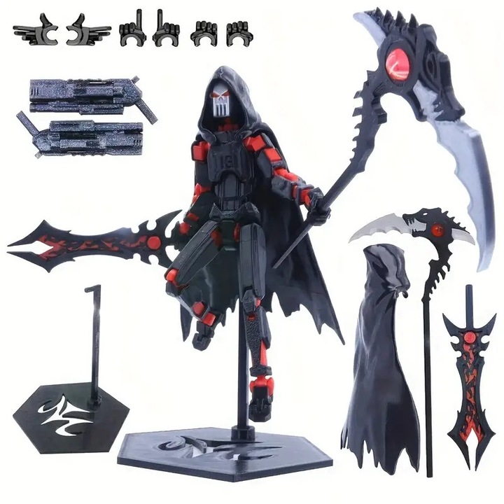 Robot figurina articulata Shadow Reaper - Crimson Blaze Edition, mediu, imprimat 3D, rosu si negru IMALDI PRO ®