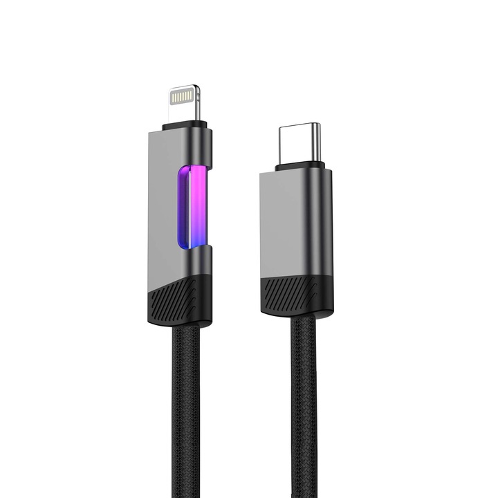 Cablu de date USB-C la Lightning, 2m, negru, set de 1 cablu