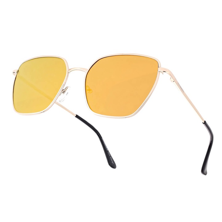 Ochelari de soare unisex Hammer HM-1585B, lustruiti, portocalii, UV 400, set cu panza de curatare si sac.