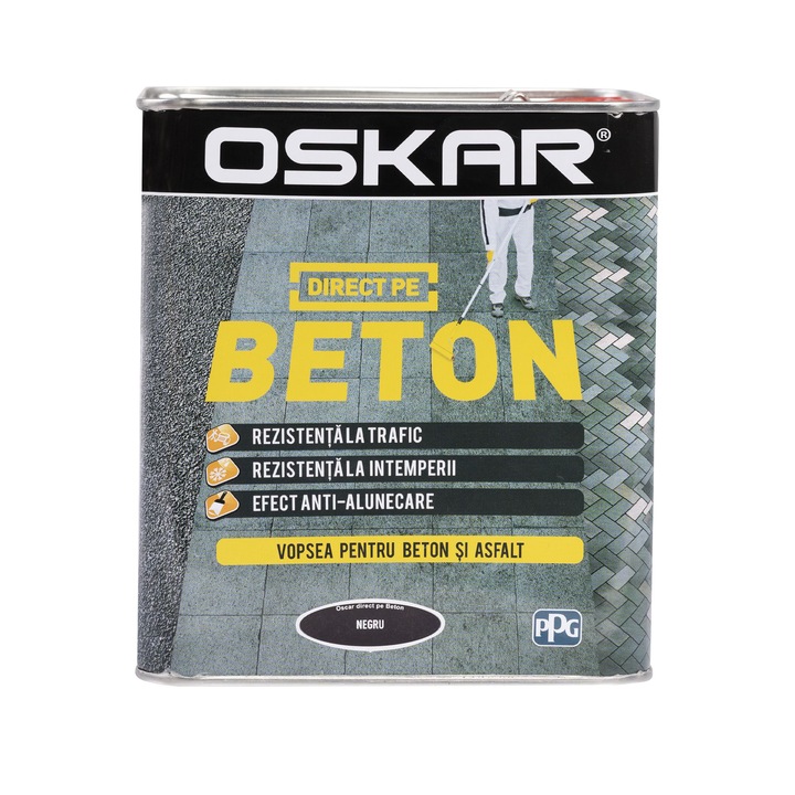 Email pe baza de solvent Oskar Direct pe Beton, negru, aspect mat, 0.75 L