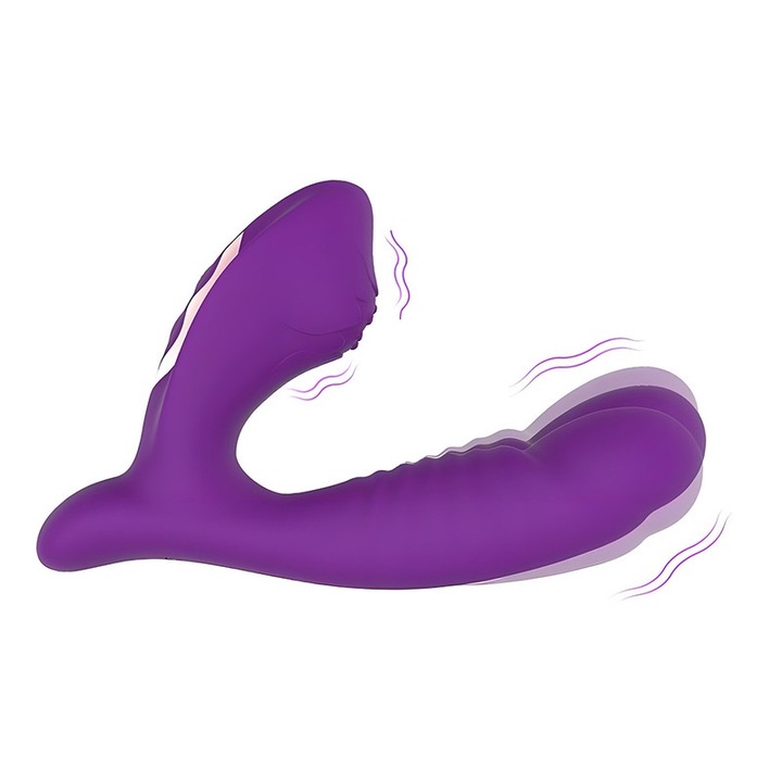 G-pont vibrátor, 10 sebesség, 2 az 1-ben, csikló stimuláció, szilikon, lila, 17,04 cm, vízálló