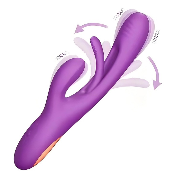 G-pont vibrátor, vibrál és hajlik, 7 mód, szilikon, lila, vízálló, 24,2 cm, töltőkábellel és védődobozzal