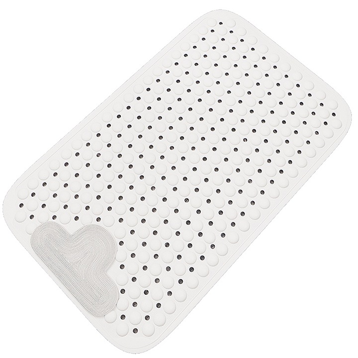 Подложка за баня против плъзгане, YISYNIM, 70x40 см, бяла, с вендузи, функция за масаж на краката, може да се пере в пералня