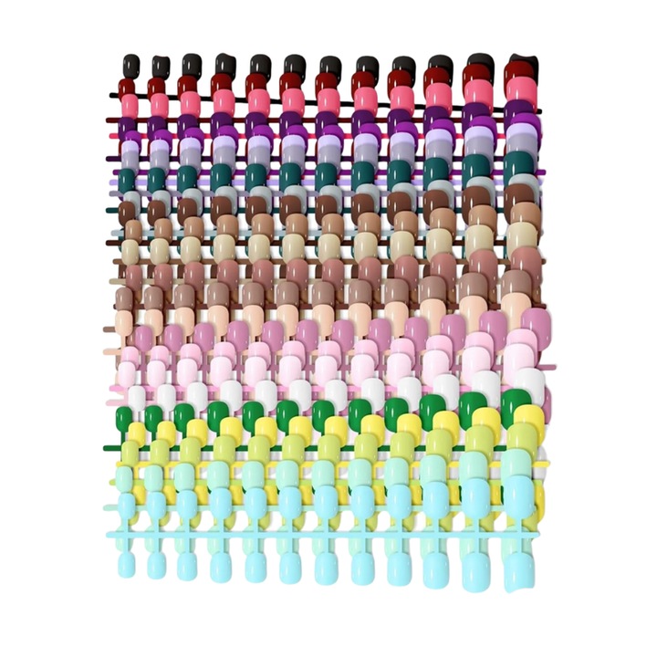 Set 576 Unghii False pentru Copii, Kalolary, 24 Culori, 12 Dimensiuni, Glossy