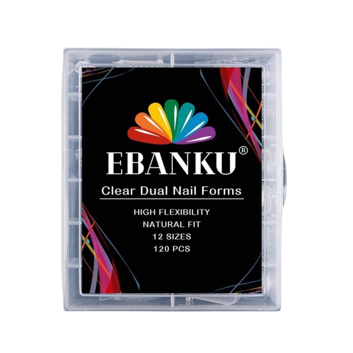 Комплект от 120 форми за нокти, Kalolary, различни размери, извит дизайн, качествени материали