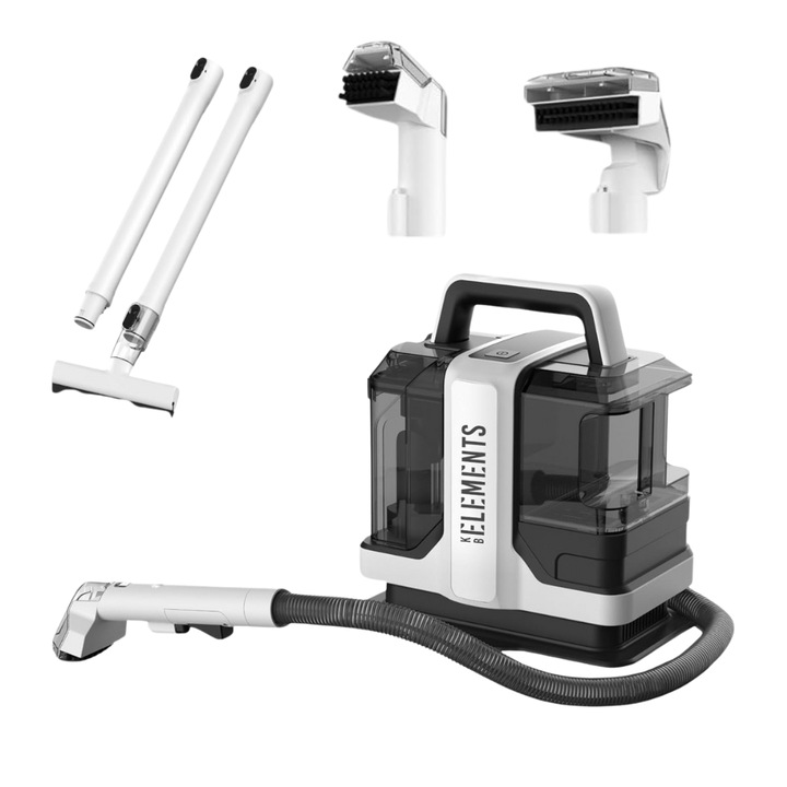 Aspirator Profesional cu Spalare KB ELEMENTS Injectie-Extractie, Aspirator Geamuri, 5 Accesorii, Curatator de pete textile, Saltele, Covoare, Tapiterii, Mochete, Podele, 750W