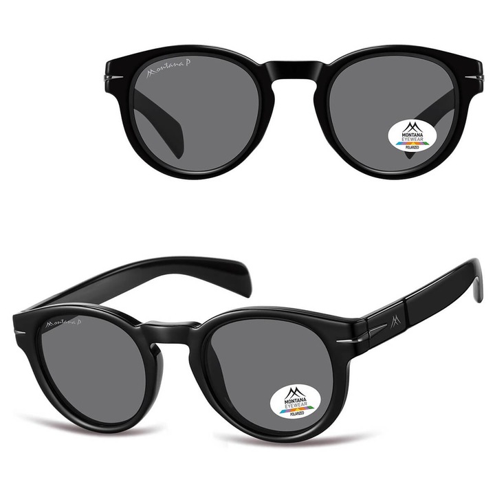 Унисекс слънчеви очила Montana MP188, овални, поляризирани, черни, размери 13.8x5.0 см, комплект с калъф и кърпичка за почистване