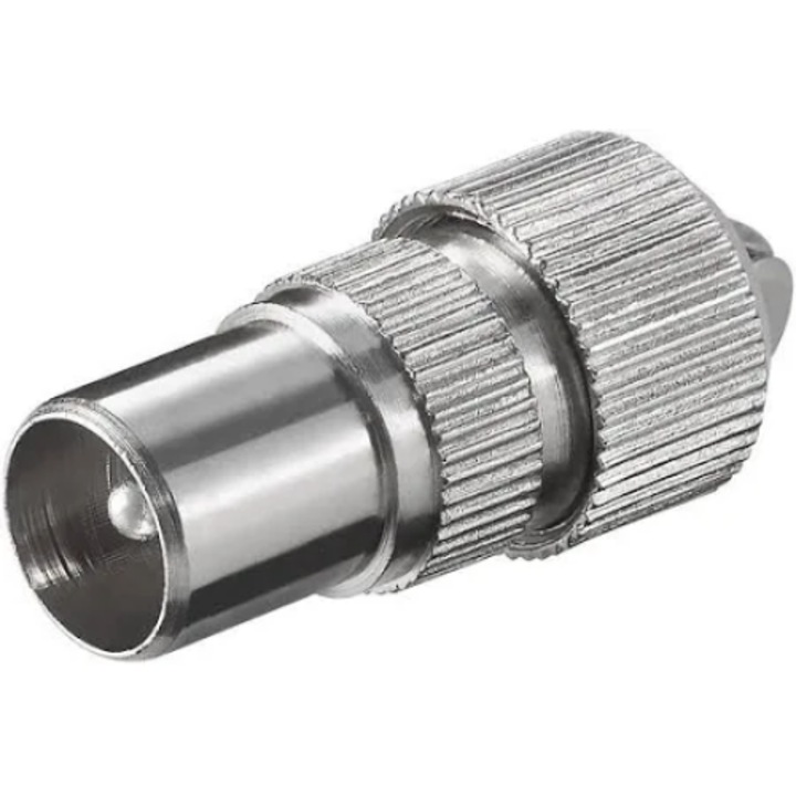 Egyenes fém csatlakozó (dugó) TV Tata 75 Ohm csavarral