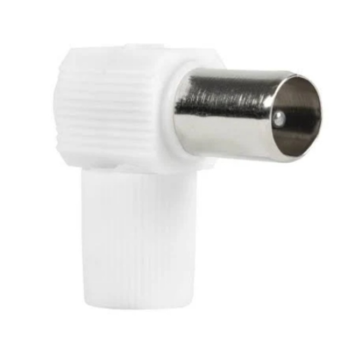 Csatlakozó (dugó) TV Tata műanyag árnyékolt 90 fokos, 75 ohm, bilincsekkel