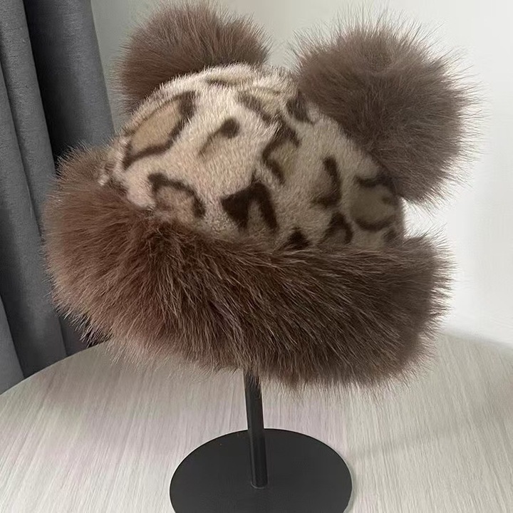 Caciula dama, leopard, captusita, plus, 54-58cm