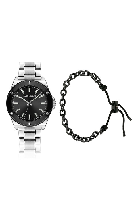Marc Lauder, Set de ceas analog si bratara, Argintiu, Negru