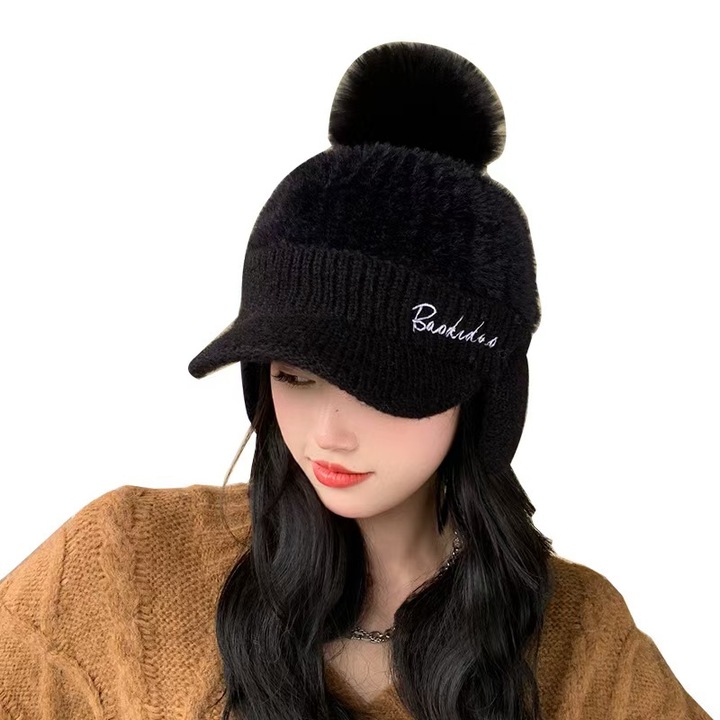 Caciula dama, calduroasa, negru, 55-62cm, poliester