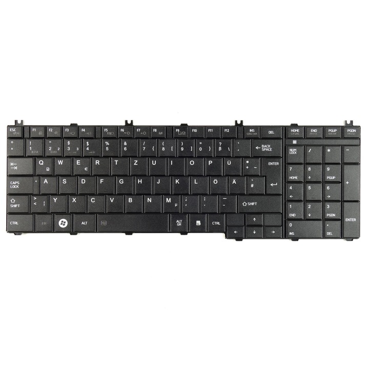 Tradebit laptop billentyűzet, QWERTZ, teljes kompatibilitás, Toshiba Satellite C650 C660 L670