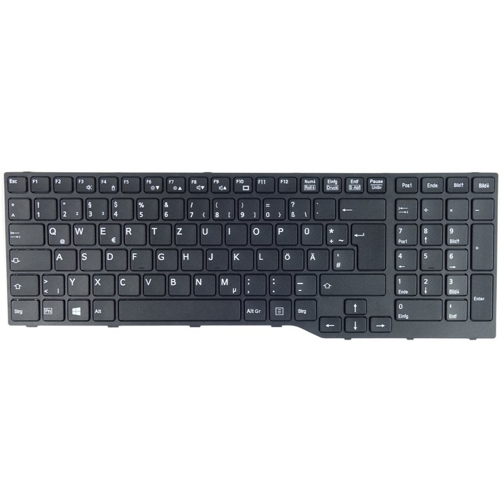 Tradebit laptop billentyűzet, Fujitsu LifeBookhoz, QWERTZ, világítás nélkül, teljes kompatibilitás, CP648390-01
