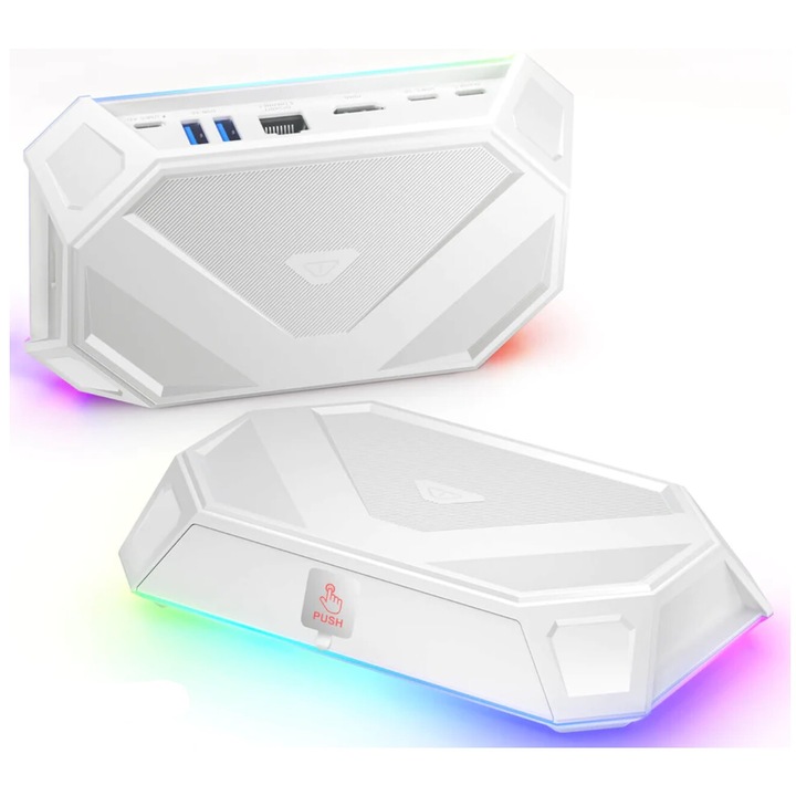 Hub USB-C Jsaux, 8in1 HDMI 2.0 4K 60Hz, Ethernet RJ45 Gigabit, RGB, Alb