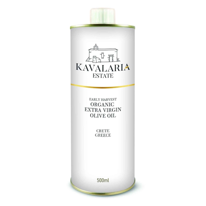 Ulei de masline extravirgin Ultra Premium 500 ml, Kavalaria Estate, Creta, Grecia, din prima presare la rece a maslinelor Koroneiki, Organic, Fara pesticide, terapeutic, high phenolic and health