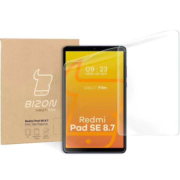 Bizon Film Tab Papirus tablet képernyővédő fólia Xiaomi Redmi Pad SE 8.7''-hez, 2 darabos szett, 20,58x11,96cm, átlátszó