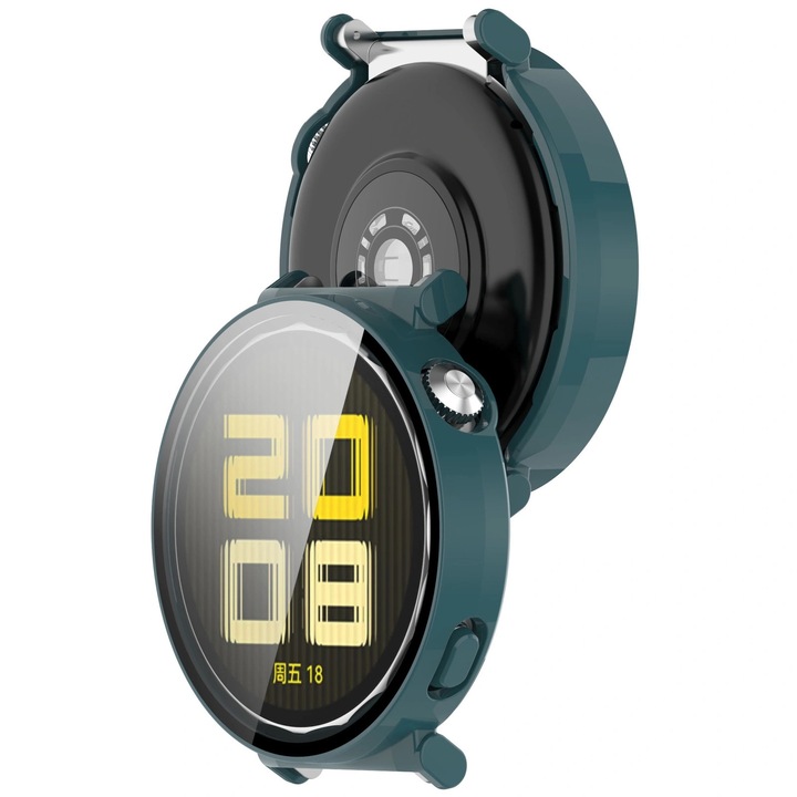 Carcasa cu sticla Bizon pentru Huawei Watch GT 5 41 mm, verde, policarbonat, ultra subtire