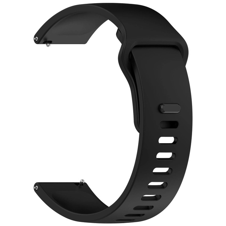 Curea silicon smartwatch Bizon Strap Watch Silicone H, Quick Release 22 mm, compatibila Garmin, Samsung, Huawei, Xiaomi, neagra