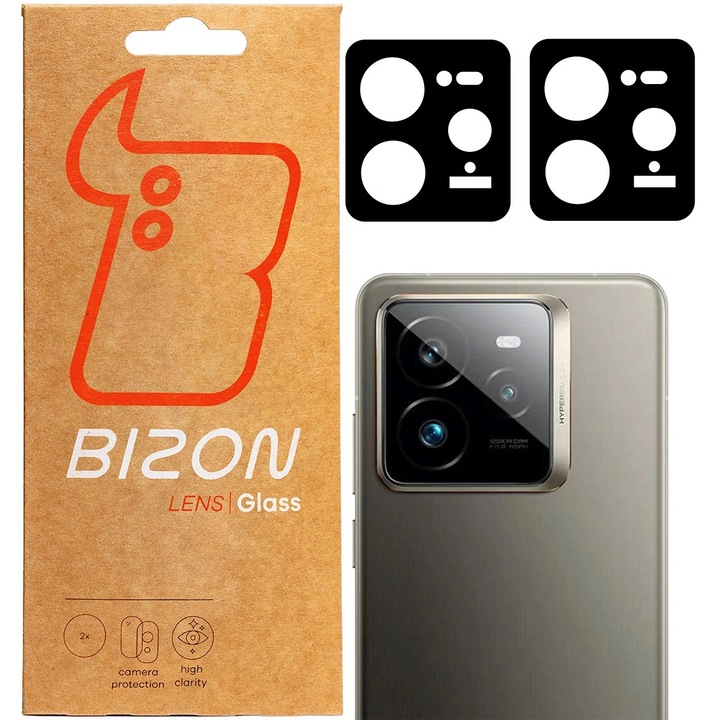 Folie protectie camera pentru Realme GT 7 Pro, Bison, set 2 bucati, negru, aplicare simpla