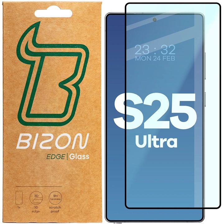 Sticla de protectie Bizon Glass Edge 2 pentru Galaxy S25 Ultra, 9H, 0,33mm, transparent, 15,96x7,44cm
