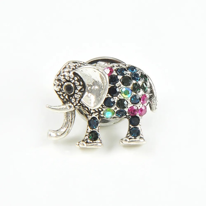 Brosa martisor elefant cu pietre multicolore, Meli Melo Paris