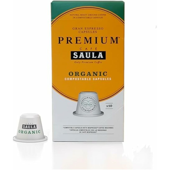 Set capsule cafea cu suport Saula, organic, 10 capsule, metal