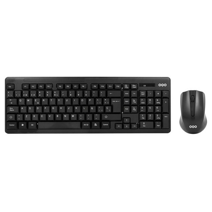 Set Tastatura si Mouse, OQO, TR002-W, Qwerty Spaniol, Bluetooth, 105 Taste, negru