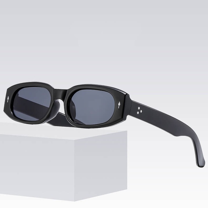 Ochelari de soare unisex STL36, negru, lentile cu filtru UV400, set cu etui si stergator