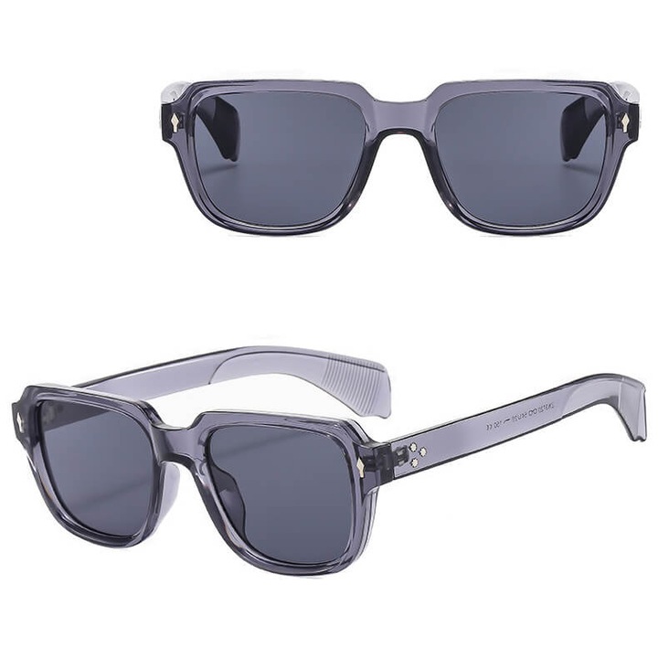 Ochelari de soare unisex STL27A, sare transparent, lentile cu filtru UV400, set cu etui si stergator