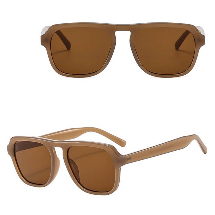 Ochelari de soare unisex STL38A, brazi, poliweglan, filtru UV400, set cu etui si stergator