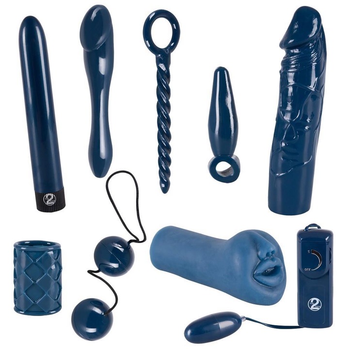 Еротични играчки, You2Toys Midnight Blue, 9 части, TPE, ABS, син, различни размери