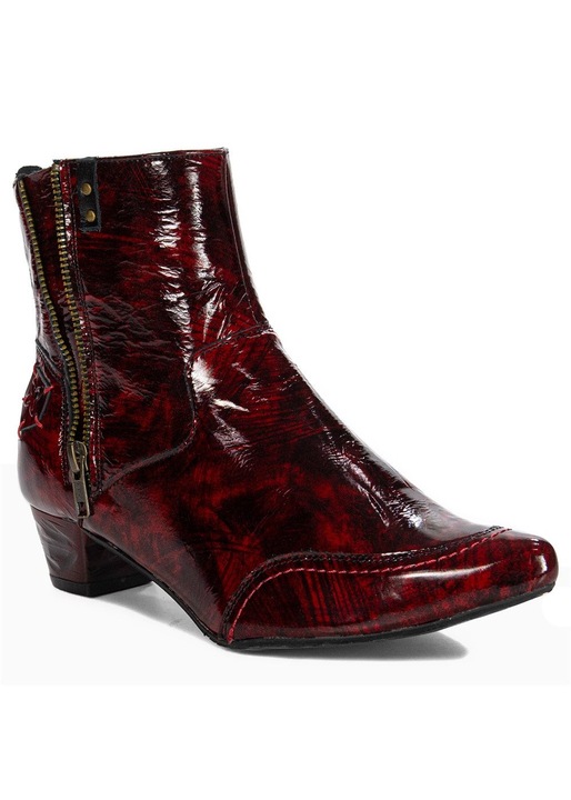 Botine dama 0659708008, Maciejka, Piele lacuita, Rosu