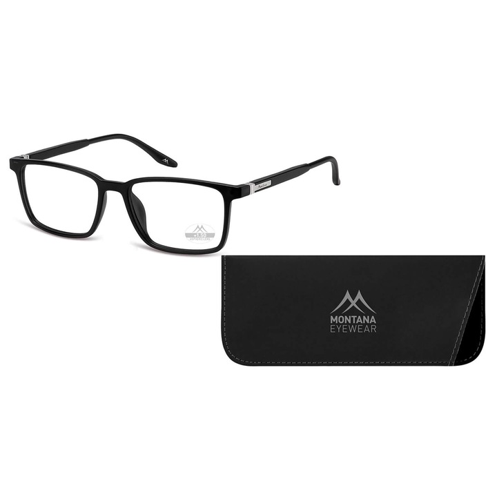 Ochelari de vedere Montana, +3.50, cu clip-on polarizat, negru, unisex, set complet