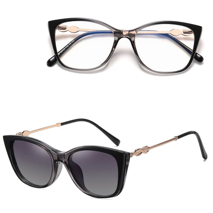 Ochelari protectie calculator 2in1, cu clip-on polarizator, negru/gri, 13.6x4.8cm