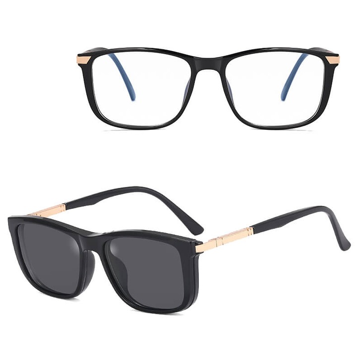 Ochelari pentru computer cu clip-on polarizant, Stylion, negru, dimensiuni 13.5x4.5cm, set cu accesorii